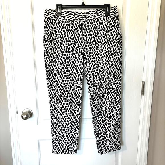 Talbots Wms 8 Slim Crop Black White Animal Print Ankle Pants Stretch Cotton - Picture 10 of 10